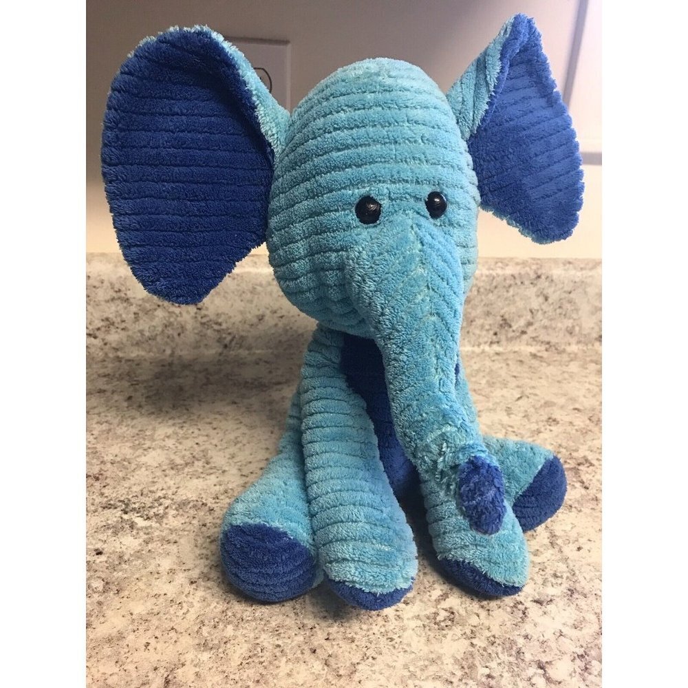 Walmart Blue Elephant Plush Ribbed Terry Cloth Lovey Style Super Soft 11 in
